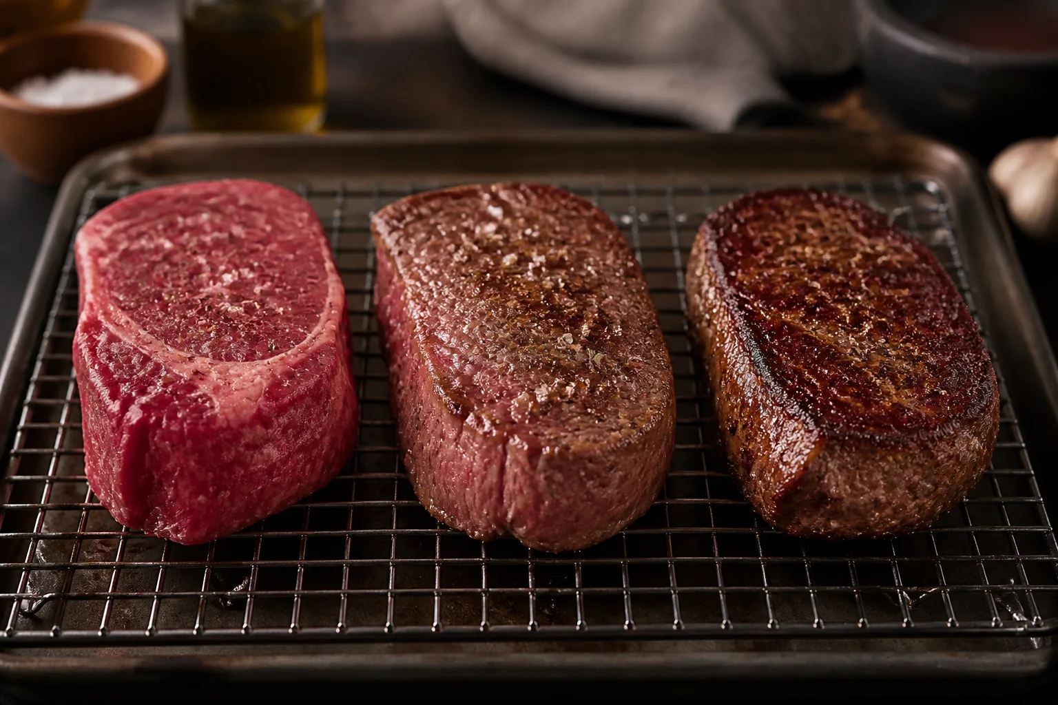 Original editorial food photograph illustrating Reverse-Sear Steak